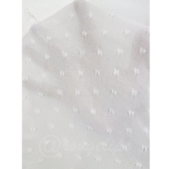 White Swiss Dot Babydoll V-Neck Short Puff Sleeve Top Shirt Frill Ruffle Trim - Picture 7 of 9